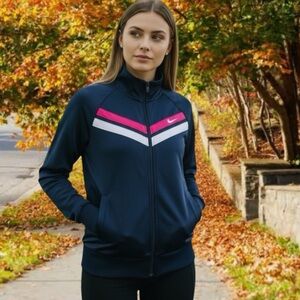 Nike The Athletic Dept M navy embroidered striped track jacket